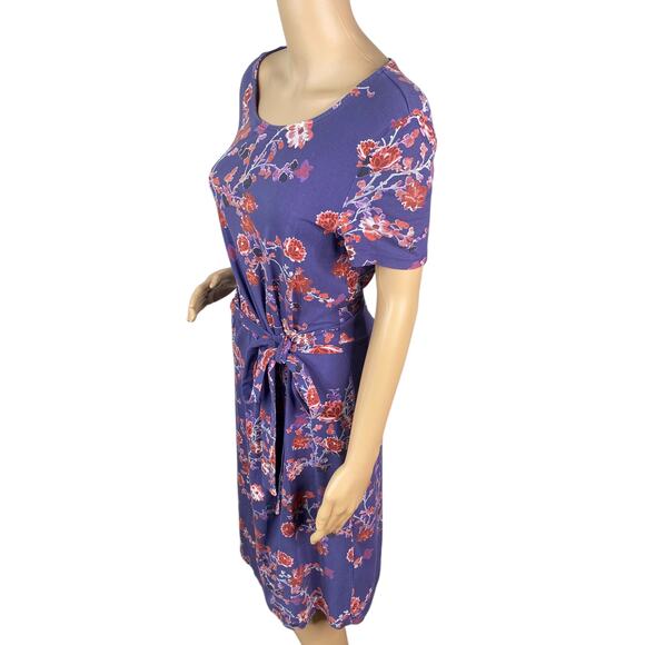 Esprit Purple Red Floral Faux Wrap Jersey Sheath Dress SZ M - Picture 4 of 8